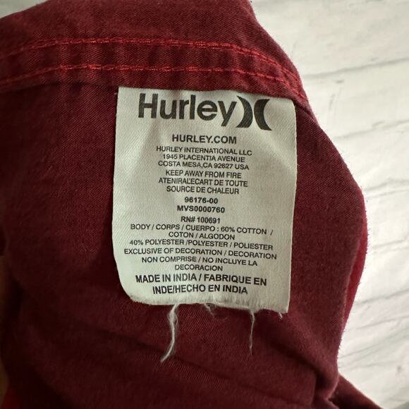 Hurley Mens Red and Black Button Down Shirt, Large, Pre-owned - Picture 5 of 6